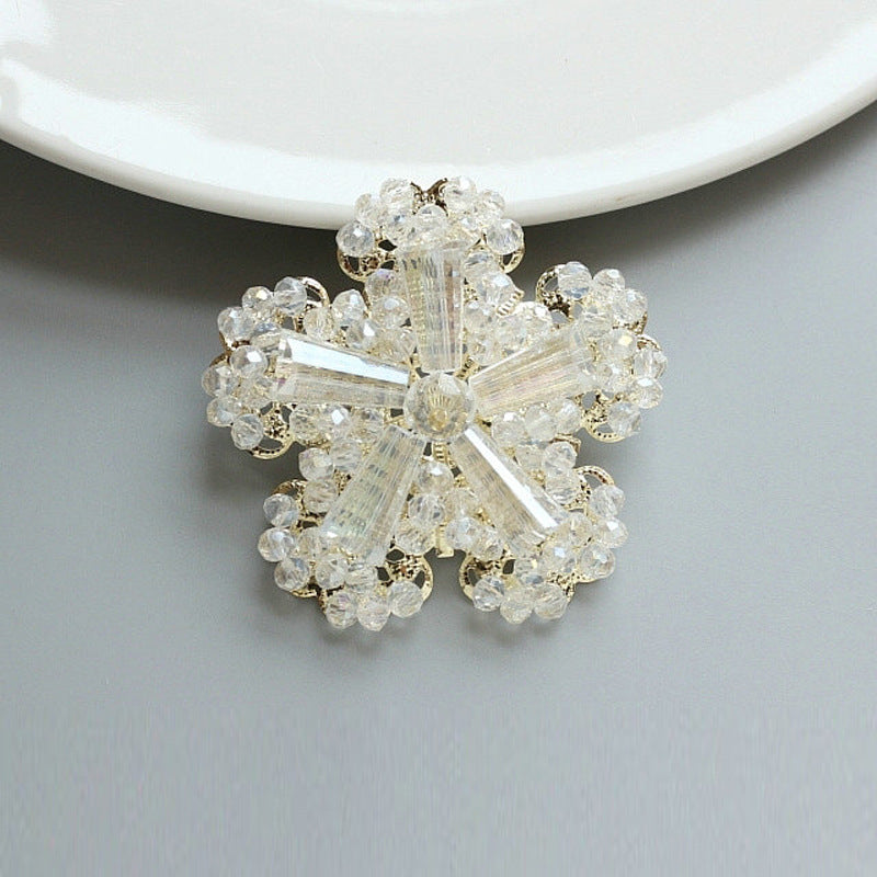 Beaded Snow Flowers Materials Design Fashion Handmade Hair Stud Earrings