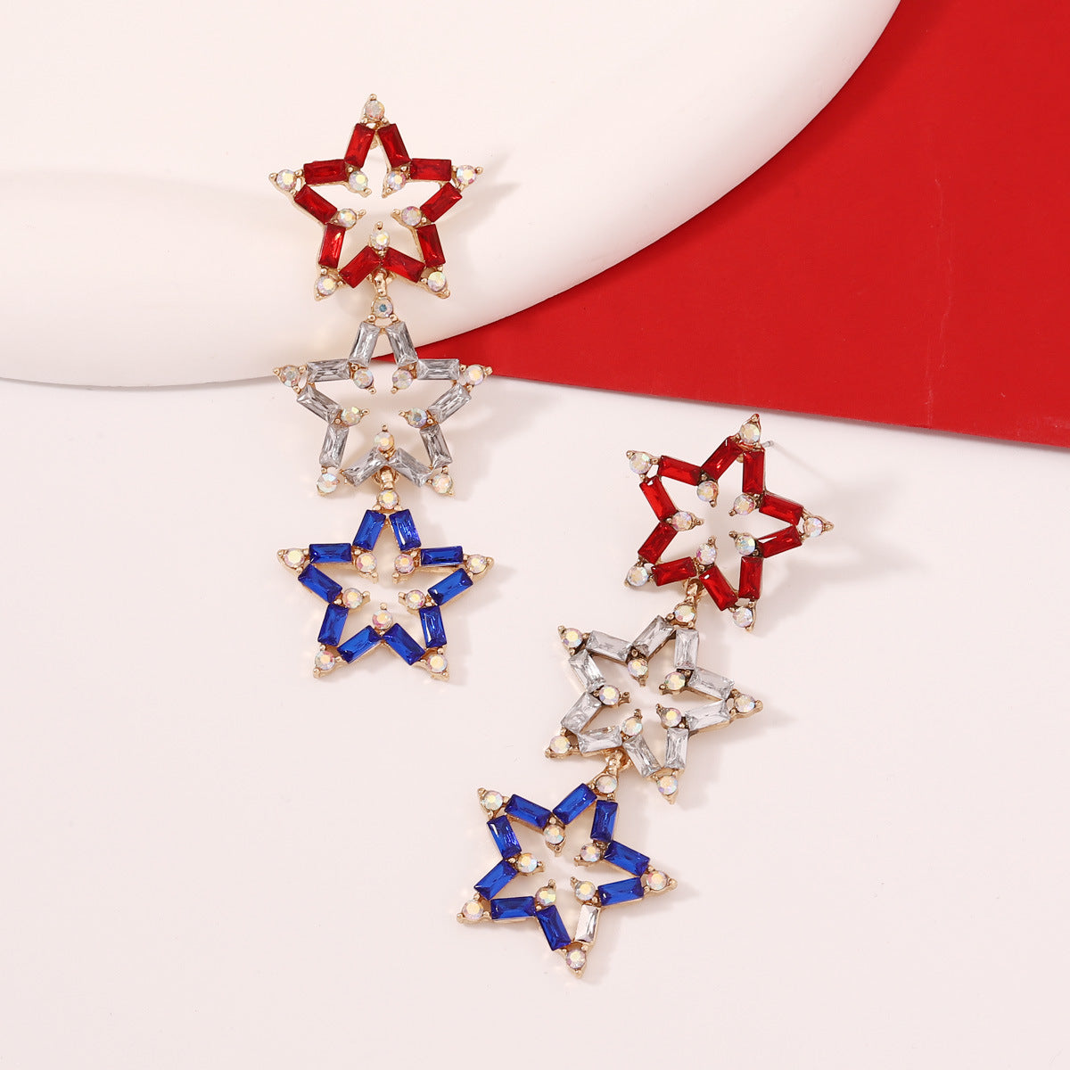 Geometric Five-pointed Star Diamond Temperament Entry Lux Niche Rings