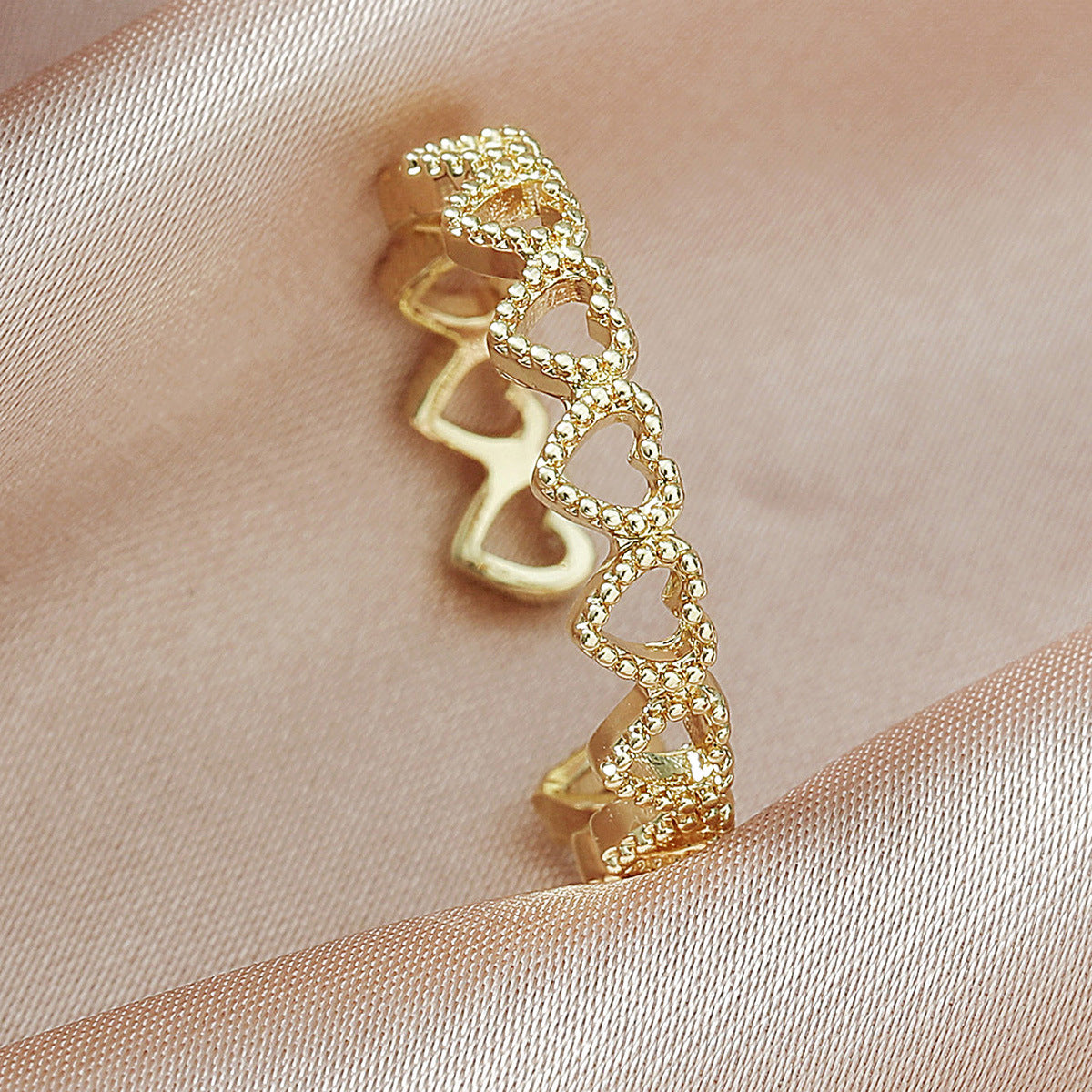 Square Zircon Light Luxury Female Personality Hollow Out Heart-shaped Opening Rings