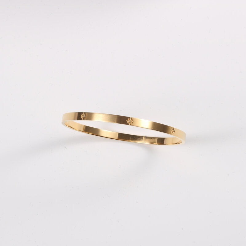 Women's Brushed Inlaid Fine Diamond Gold Personalized Commuter Gift Bracelet