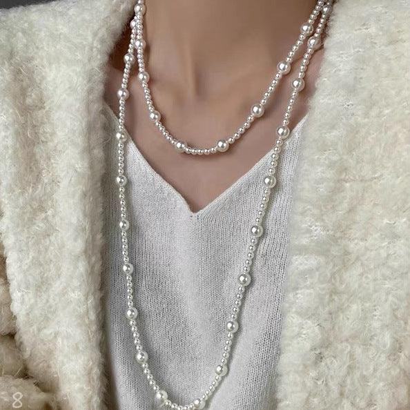 Women's White Pearl Elegant Long Gentle High-grade Necklaces