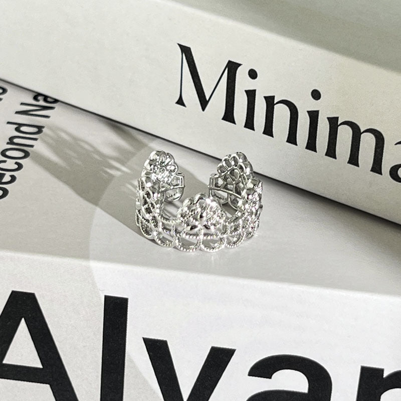 Diamond Flower Language Light Luxury Mix Match Personality Bow Tie Ring