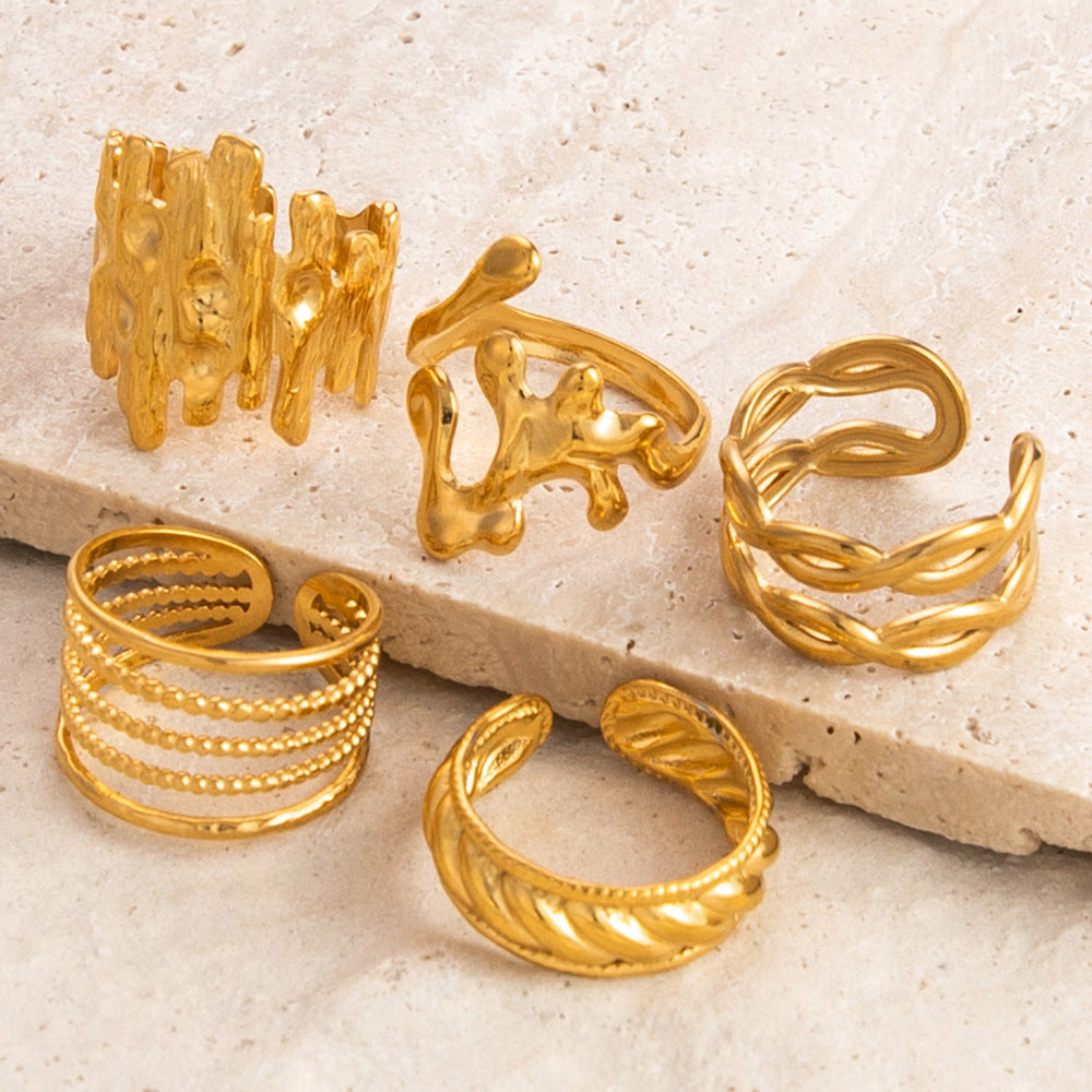 Simple Design Open Stainless Steel Gold-plated Rings