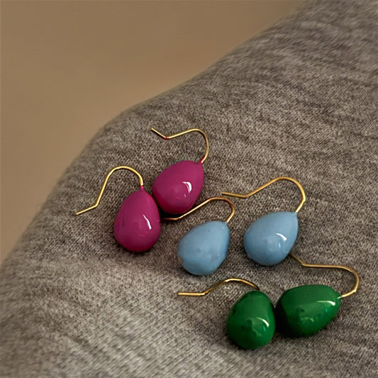 Women's French Style Colorful Oil Water Drop Light Luxury Minority Temperament Earrings