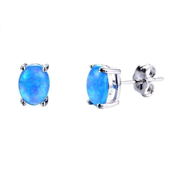 Attractive Beautiful Charming Glamorous Oval Opal Earrings