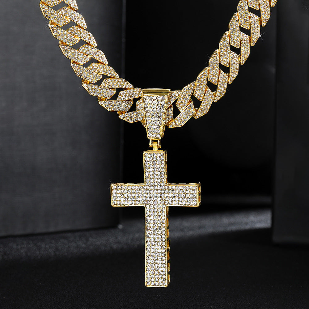 Cross Cuban Link Chain Street Decoration Necklaces