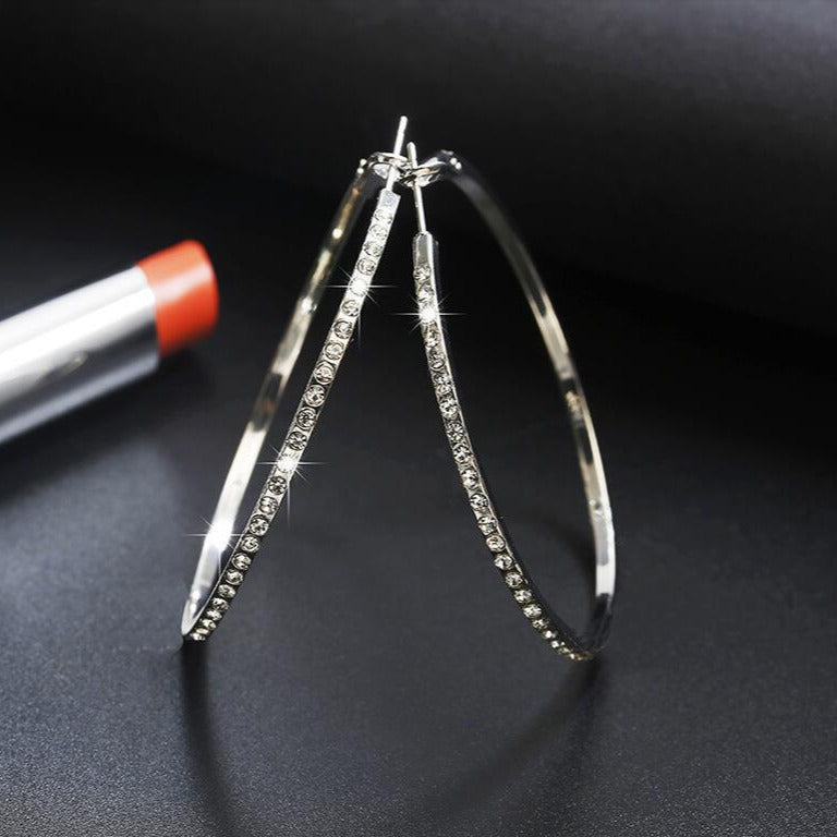 Exaggerated Female Personality Circle Diamond Big Ear Earrings