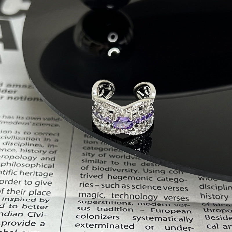 Style Light Luxury Purple Diamond Zircon Rings