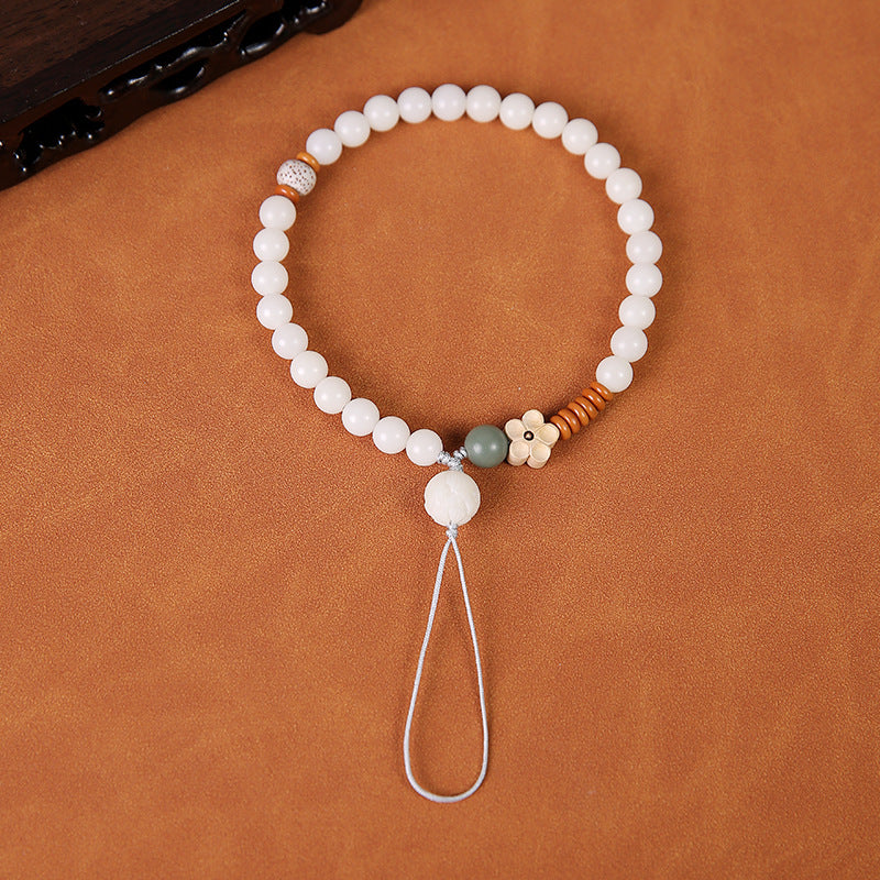 White Jade Bodhi Root Phone Chain Lanyard Fresh Bracelet