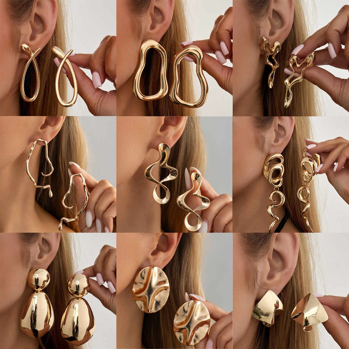 Commuter Geometric S-shaped Line Minimalist Round Stud Earrings