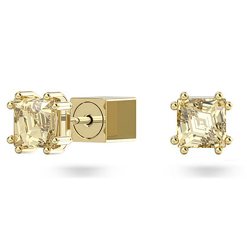 Austrian Crystal Thick Gold Plated Double-sided Rotating Earrings