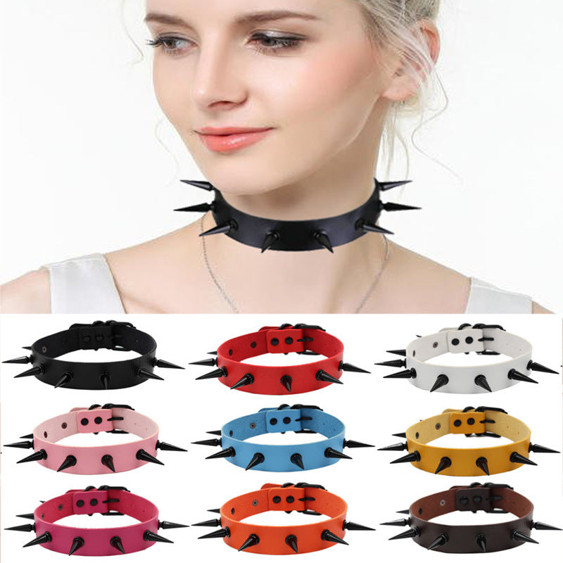 Exaggerated Spike Black Nail Collar Nightclub Punk Rivet Clavicle Necklaces