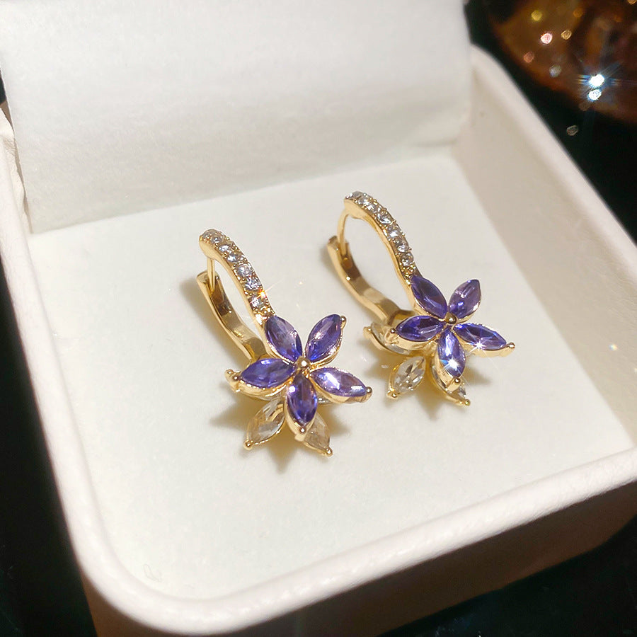 Flower Clips French Retro Fashion Delicate Light High Sense Ear Buckle