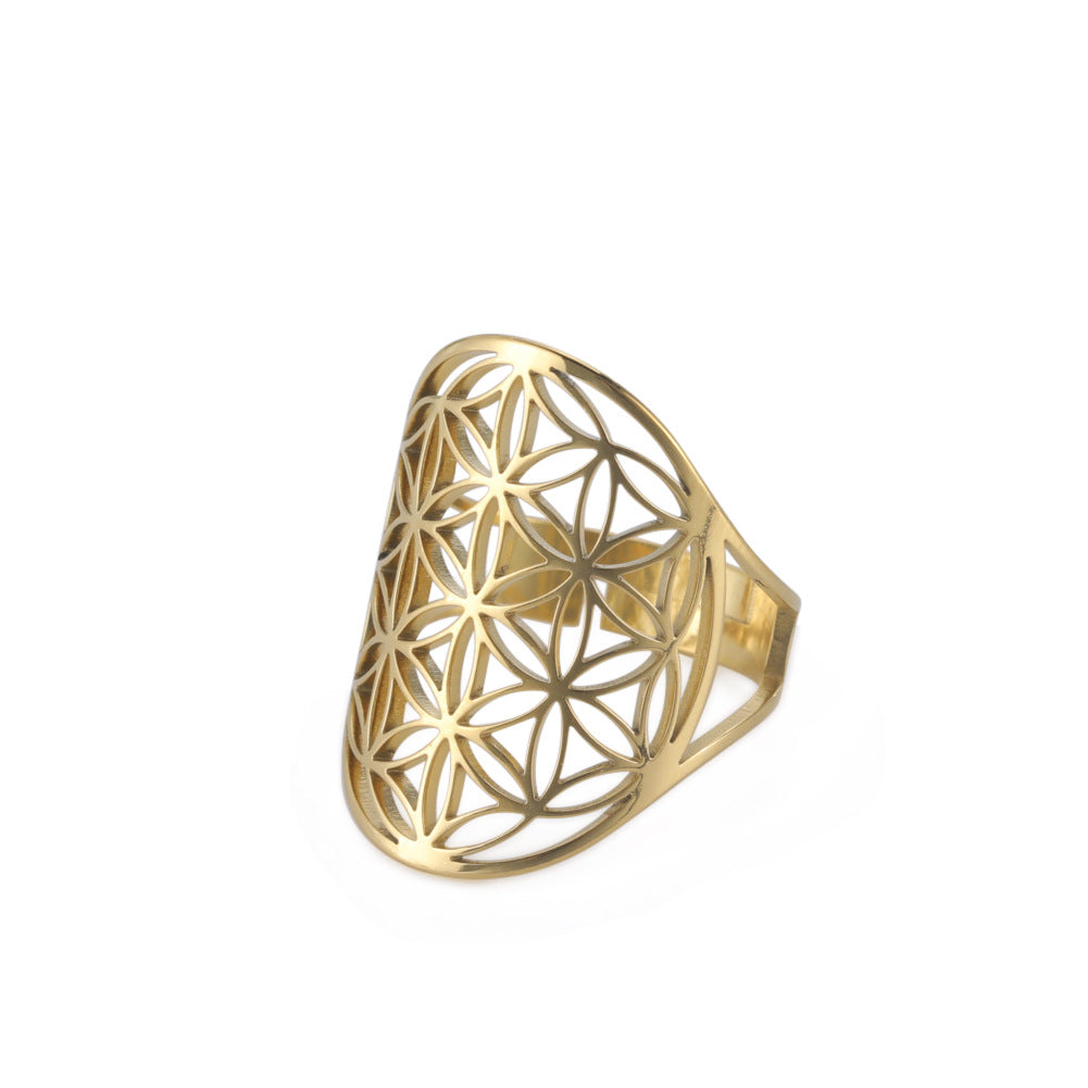 Women's Adjustable Stainless Steel Sacred Geometric For Charm Rings