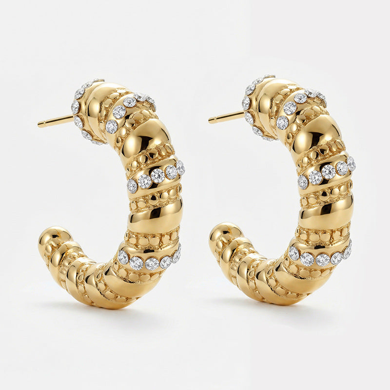 Women's Light Luxury Full Diamond-shaped Ear High-grade Gold Retro Rings