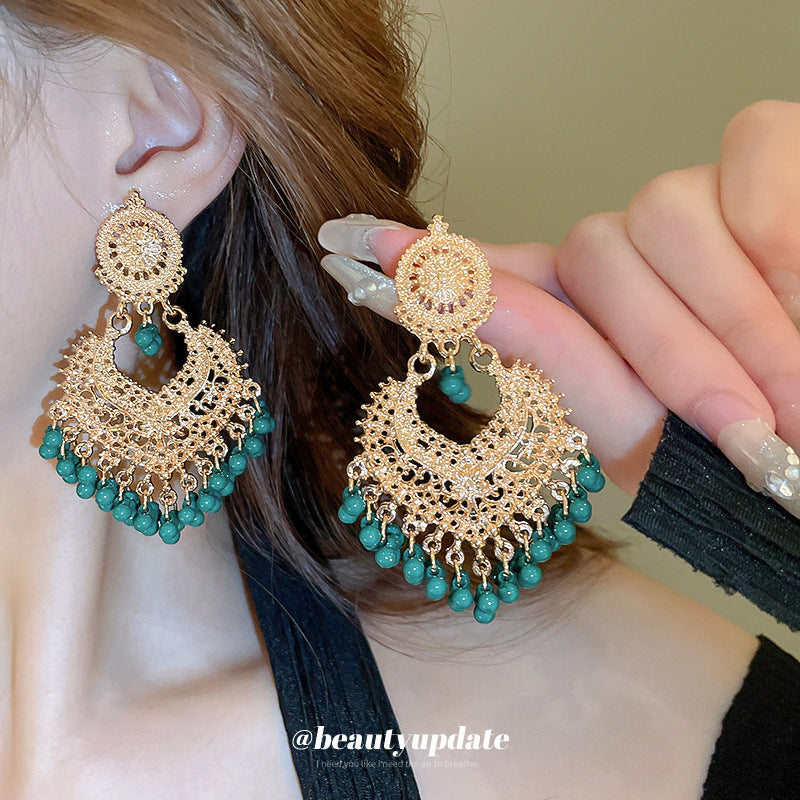 Tassel Pearl Female Niche Retro Design Light Earrings