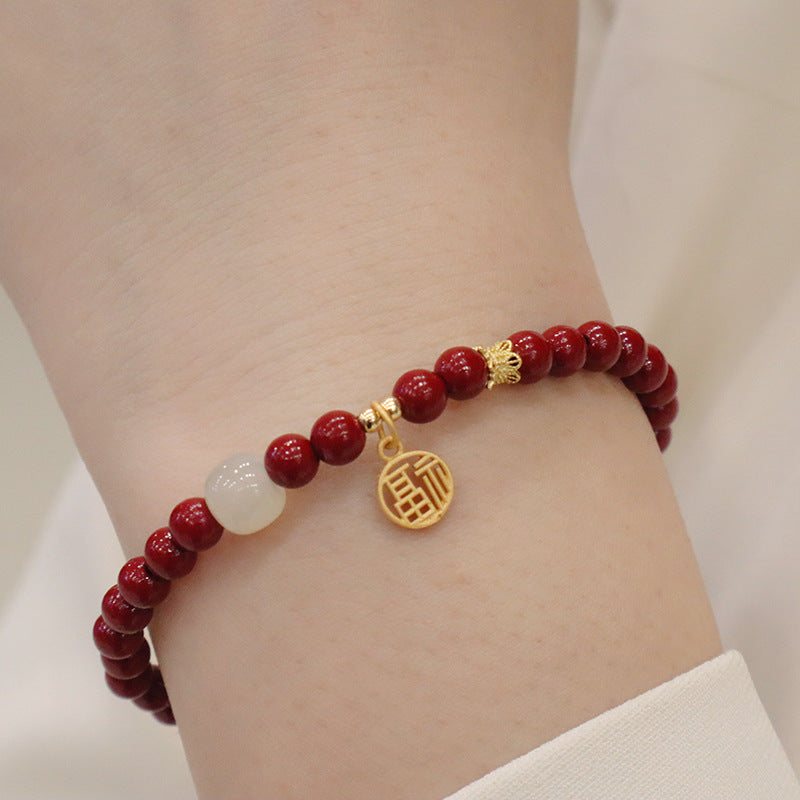 Cinnabar Purple Gold Sand Pure Sier Lotus Bracelet