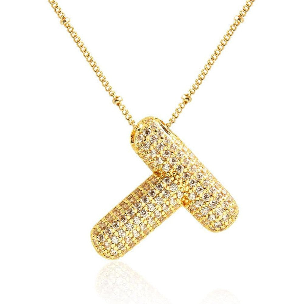 Women's Inlaid Zircon Full Diamond Bubble Letter Pendants