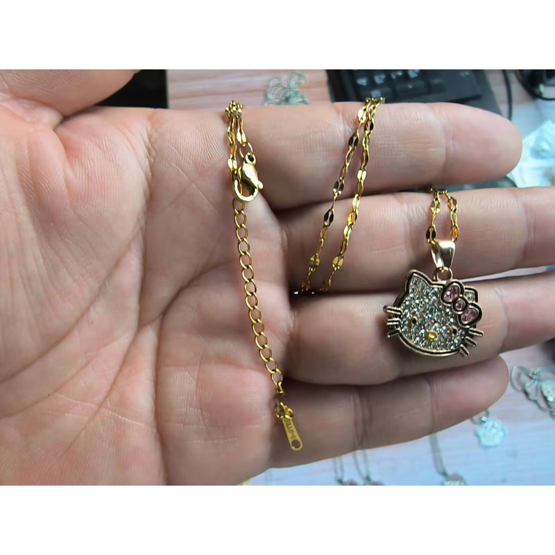 Women's Full Diamond Hello Kitty Millennium Hot Pendants
