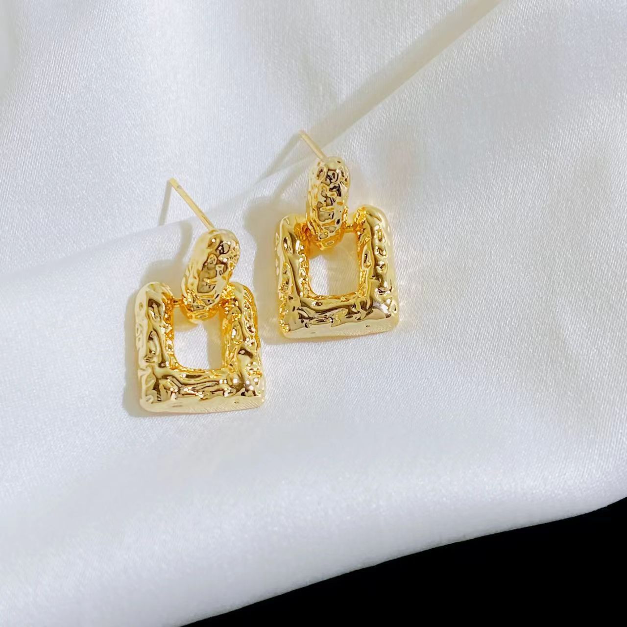 Summer Fresh Green Square Trendy Niche Temperament Stud Earrings