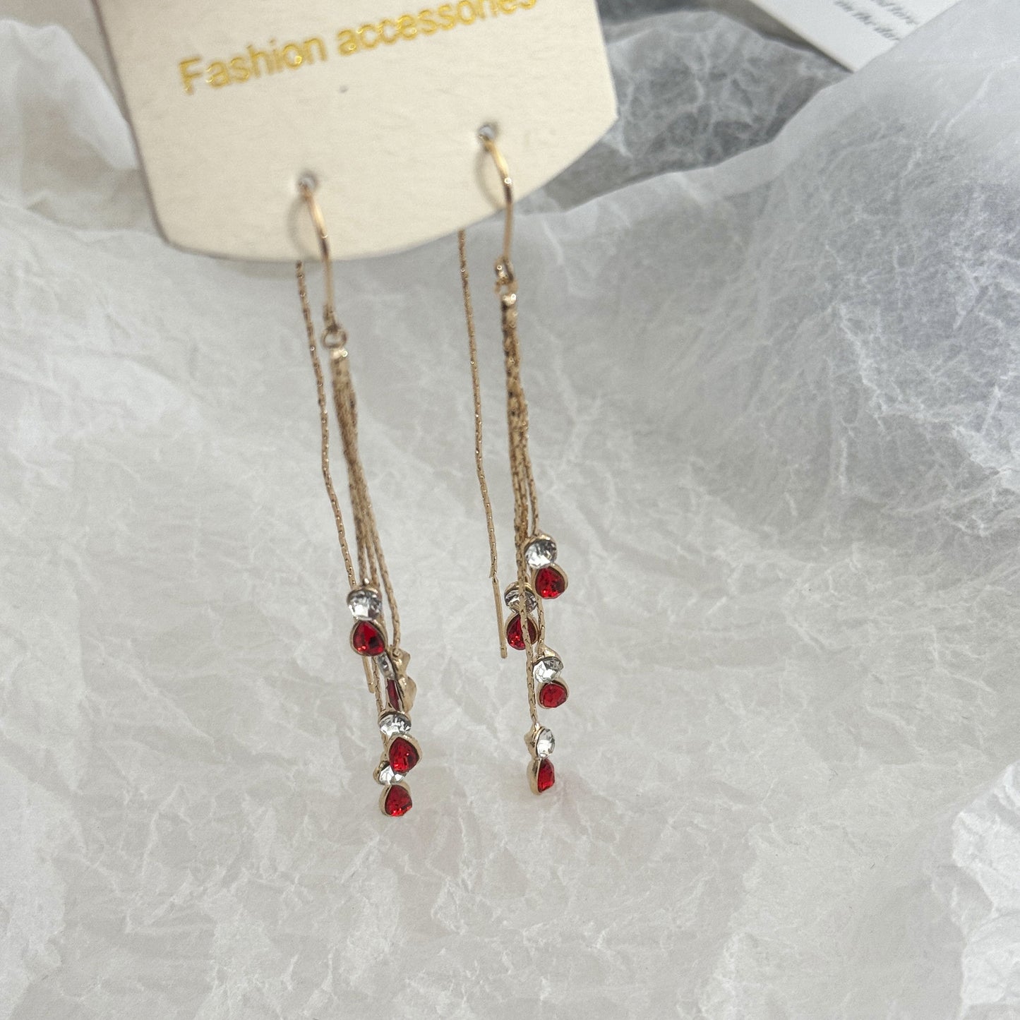 Chinese Red Elegant Retro Cheongsam Match White Earrings