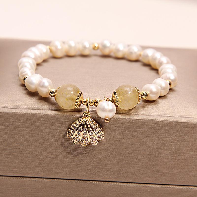 Freshwater Pearl Female Strawberry Quartz Fishtail Bracelets