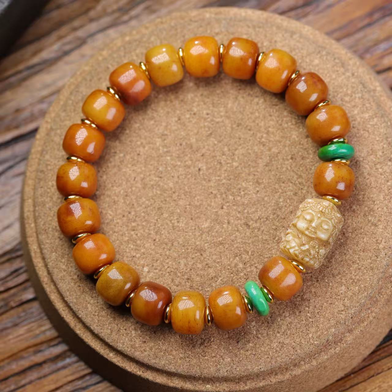 Yak Bone Barrel Beads Single Circle Ethnic Style Tibet Turquoise Bracelets