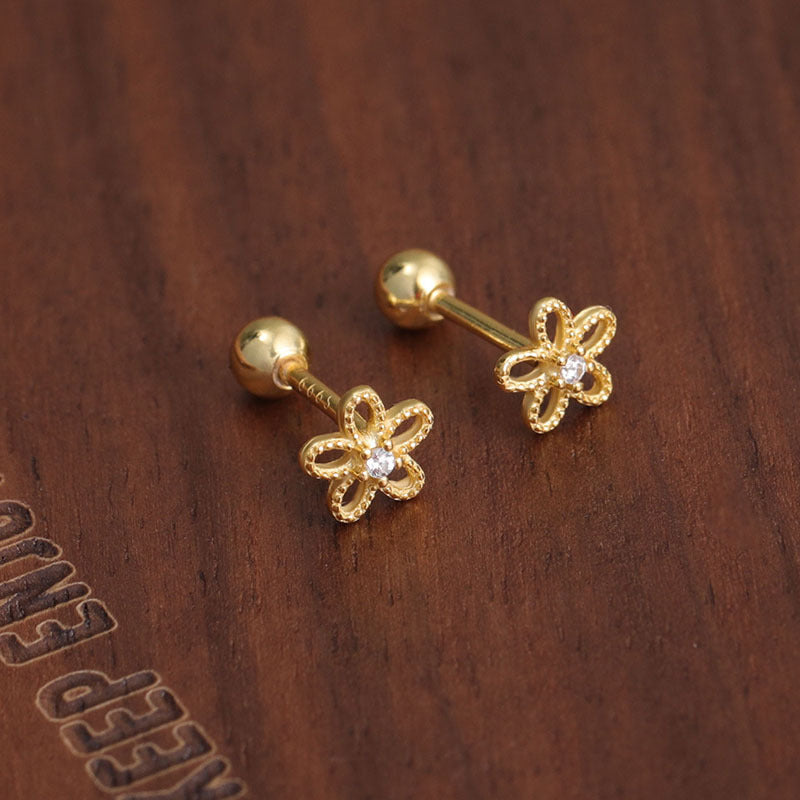 Female Screw Tightening Buckle Design Sense Stud Earrings