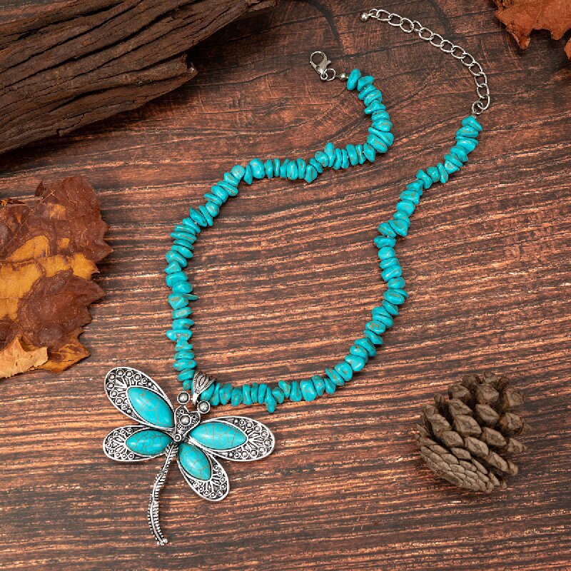 Western Style Turquoise Dragonfly Personality Vintage Pendants