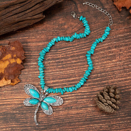 Western Style Turquoise Dragonfly Personality Vintage Pendants