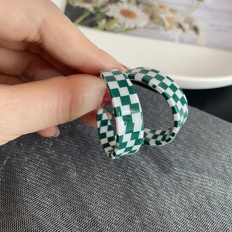 Sier Needle Optional Fresh Plaid Shaped Elegant Acrylic Rings