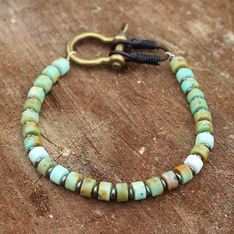 Women's & Men's Turquoise Retro Vachette Clasp Bohemian Niche Bracelet