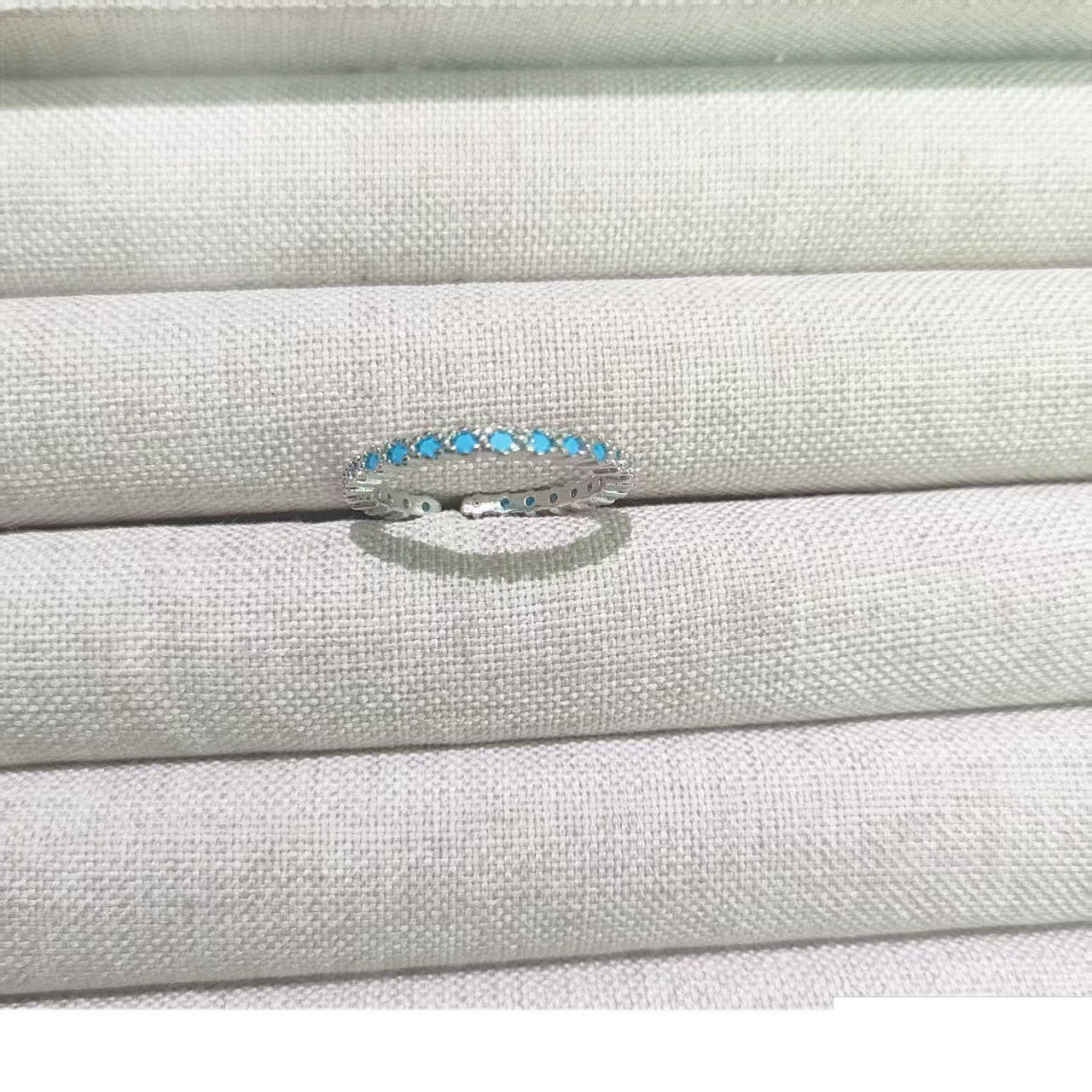 Women's Blue Little Flowers Gold Simple Imitation Turquoise Index Finger Rings