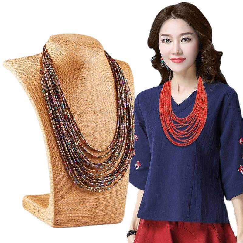 Ethnic Style Hand-woven Beads Stringed Multilayer Necklace