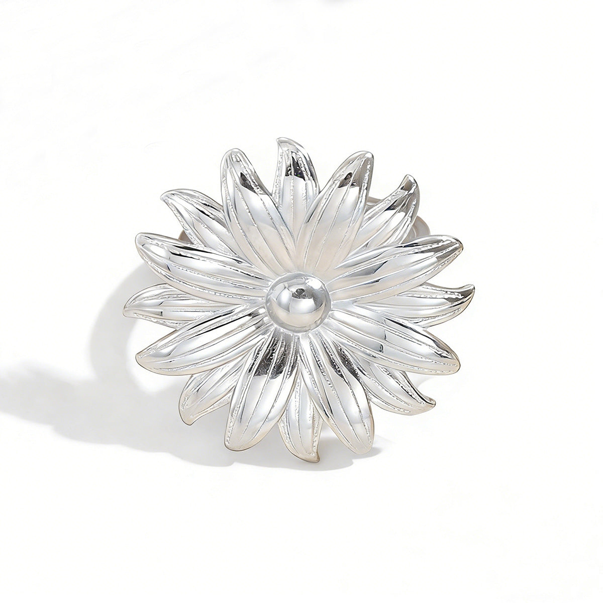 Women's Daisy Open Stainless Steel Sunflower Titanium Ring