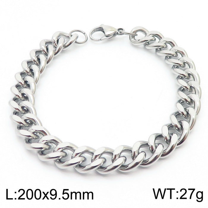 Men's Fashion Side Flat Chain Stainless Steel Bracelets