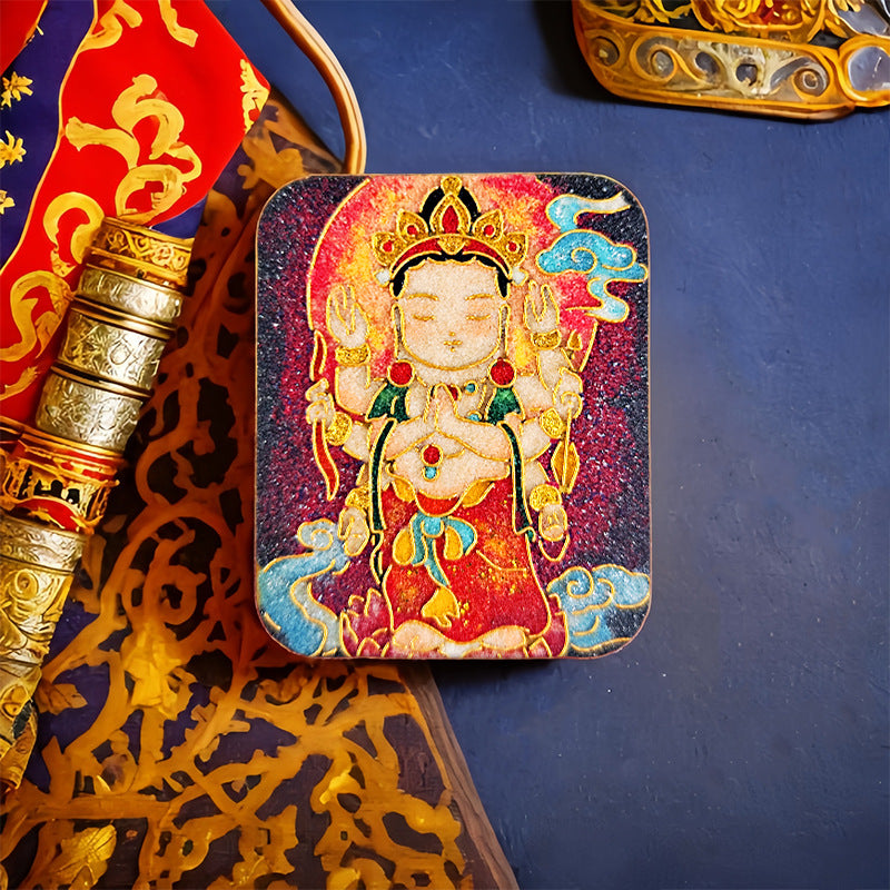 Brass Five Master Buddha Hand Painted Pendants