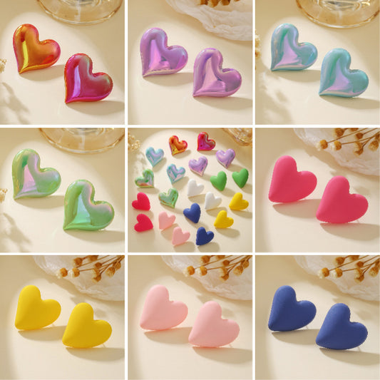 Women's Color Crooked Love Heart Casual Sweet Earrings