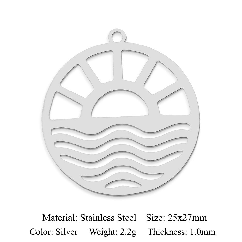 Sunrise Titanium Steel Flower Moon Ornament Pendants