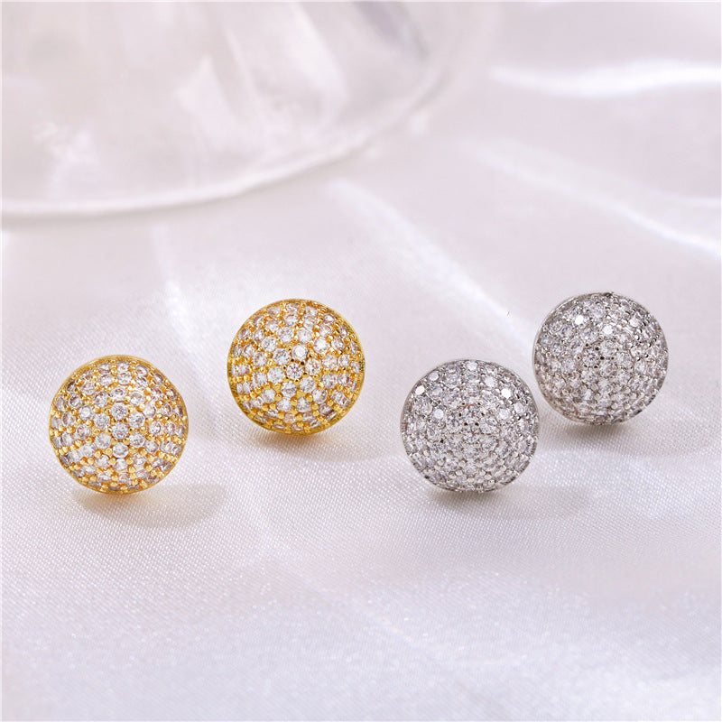 Women's Plaid Copper Inlaid Zircon Electroplated Creative Style Earrings