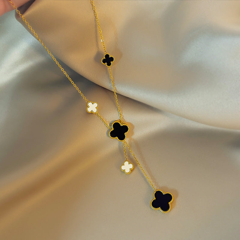 Big Small Balls Two Sides Clover Necklaces