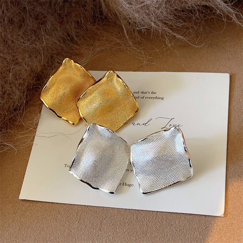 Trendy Cold Style Irregular Pleated Mesh Texture Exaggerated Earrings
