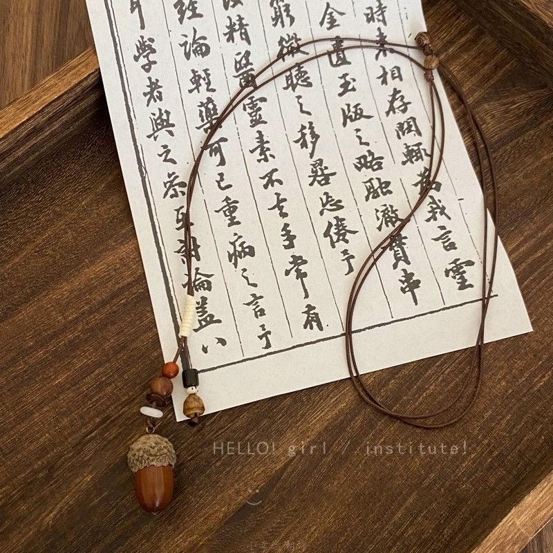 Chinese Long Wax Rope Acorn Zen Pendants
