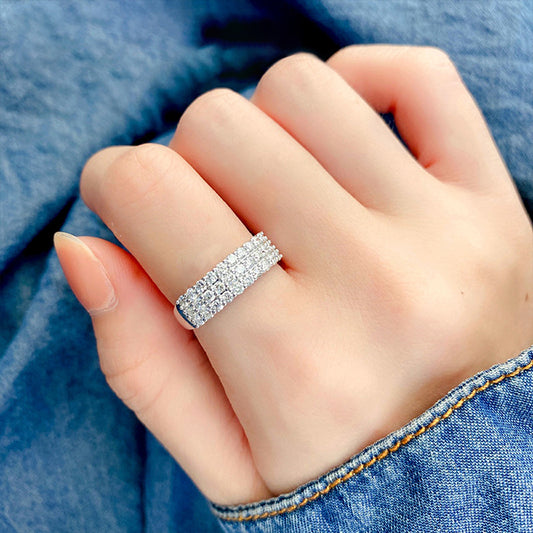 Shi Round Zircon Combination Arrangement Affordable Luxury Style Fine Elegant Rings