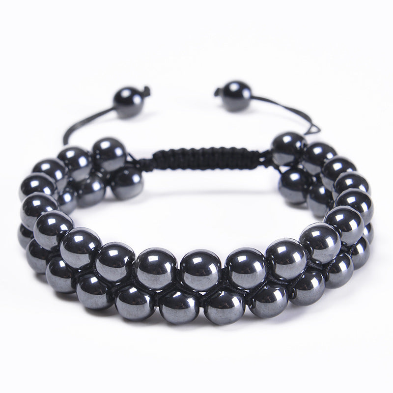 Men's Layer Black Agate Red Iron Stone Bracelets