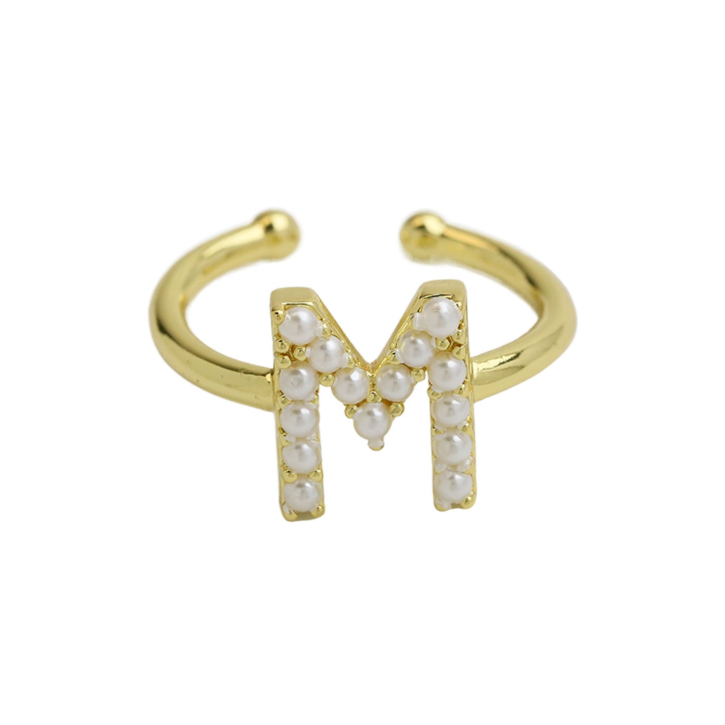 Women's Xi Brass Pearl English Letters Open Rings