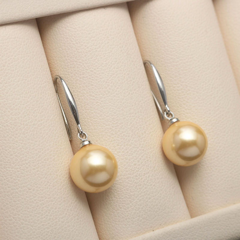 Artificial Pearl Lady Temperament Perfect Circle Pearls Earrings