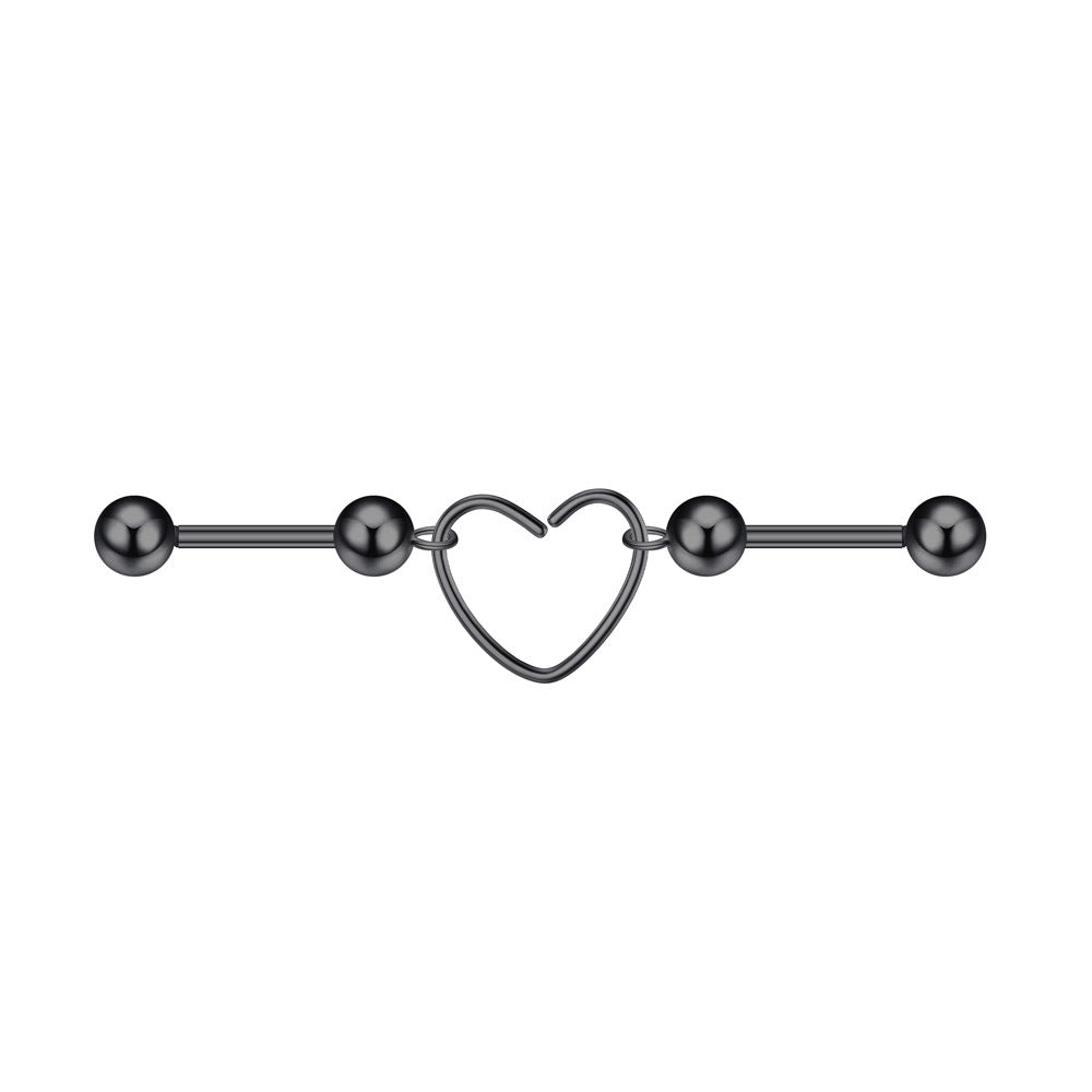 Heart Barbell Ear Soft Bone Nail Screw Tightening Stud Earrings