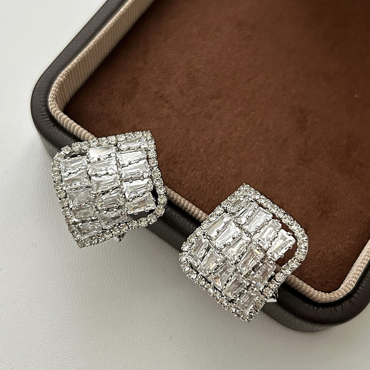 Women's Zircon Light Luxury Square Super Flash For Design High Sense Stud Earrings