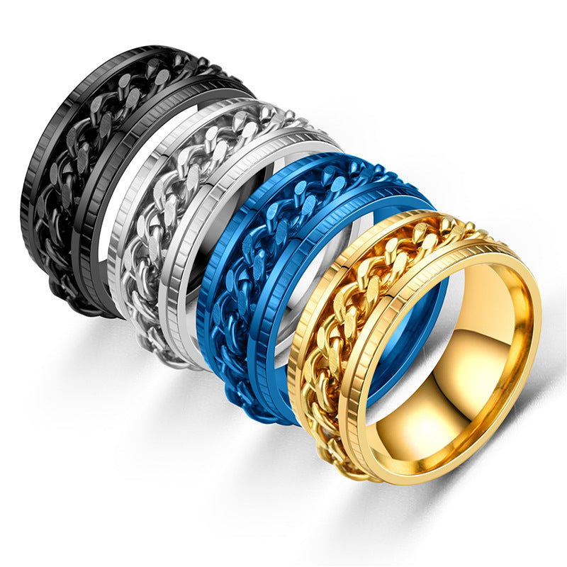 Women's & Men's Bottle Opener Personality Trendy Chain Rotation Open Beer Ring